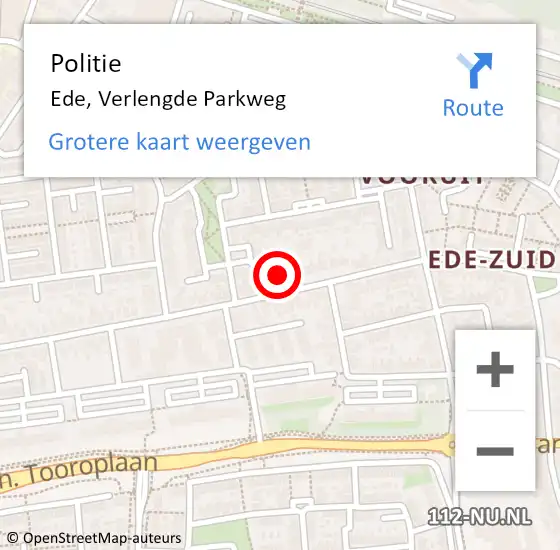 Locatie op kaart van de 112 melding: Politie Ede, Verlengde Parkweg op 27 juni 2022 16:50