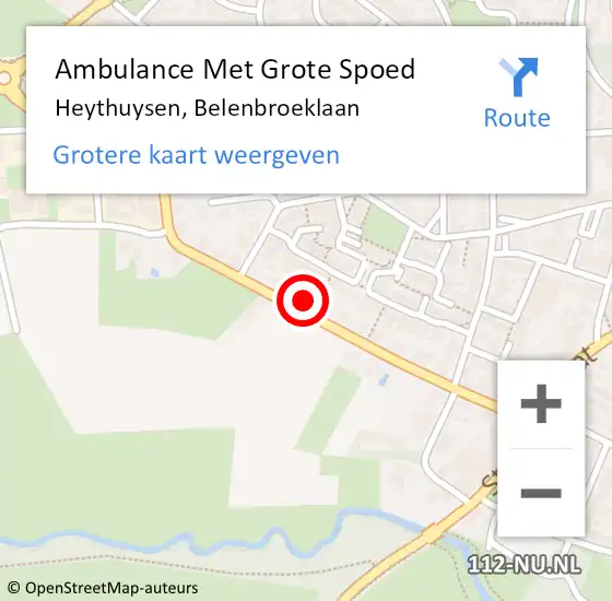 Locatie op kaart van de 112 melding: Ambulance Met Grote Spoed Naar Heythuysen, Belenbroeklaan op 27 juni 2022 17:08