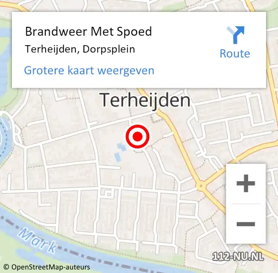 Locatie op kaart van de 112 melding: Brandweer Met Spoed Naar Terheijden, Dorpsplein op 27 juni 2022 17:45