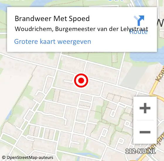 Locatie op kaart van de 112 melding: Brandweer Met Spoed Naar Woudrichem, Burgemeester van der Lelystraat op 27 juni 2022 17:47