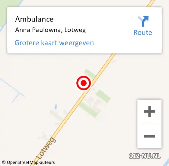 Locatie op kaart van de 112 melding: Ambulance Anna Paulowna, Lotweg op 27 juni 2022 17:49