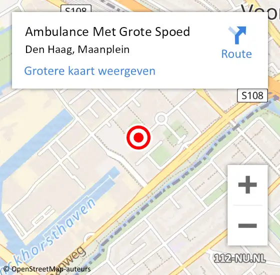 Locatie op kaart van de 112 melding: Ambulance Met Grote Spoed Naar Den Haag, Maanplein op 27 juni 2022 17:55