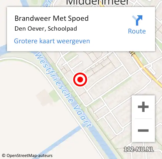 Locatie op kaart van de 112 melding: Brandweer Met Spoed Naar Den Oever, Schoolpad op 27 juni 2022 17:59