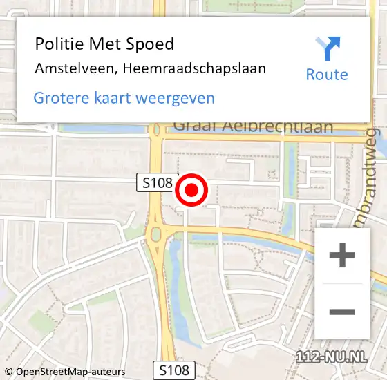 Locatie op kaart van de 112 melding: Politie Met Spoed Naar Amstelveen, Heemraadschapslaan op 27 juni 2022 17:59