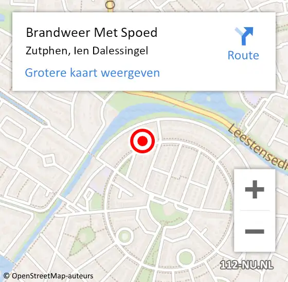 Locatie op kaart van de 112 melding: Brandweer Met Spoed Naar Zutphen, Ien Dalessingel op 27 juni 2022 18:04