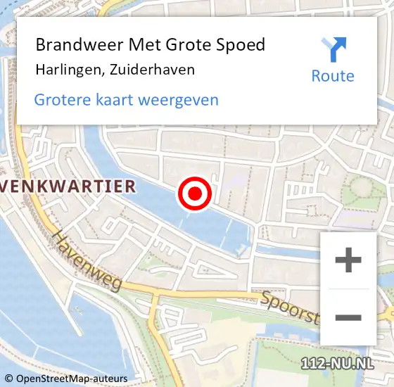 Locatie op kaart van de 112 melding: Brandweer Met Grote Spoed Naar Harlingen, Zuiderhaven op 27 juni 2022 18:24