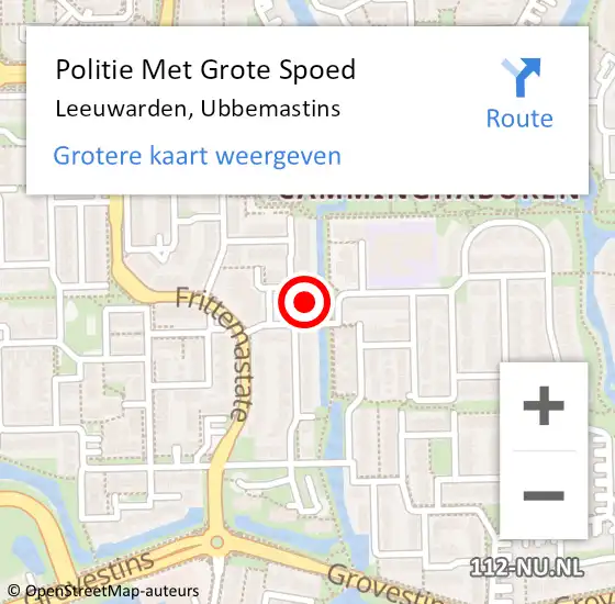 Locatie op kaart van de 112 melding: Politie Met Grote Spoed Naar Leeuwarden, Ubbemastins op 27 juni 2022 18:27