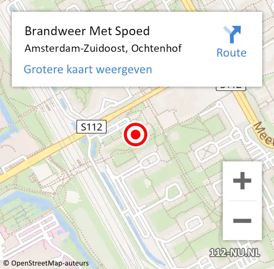 Locatie op kaart van de 112 melding: Brandweer Met Spoed Naar Amsterdam-Zuidoost, Ochtenhof op 27 juni 2022 18:30