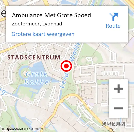 Locatie op kaart van de 112 melding: Ambulance Met Grote Spoed Naar Zoetermeer, Lyonpad op 27 juni 2022 18:31