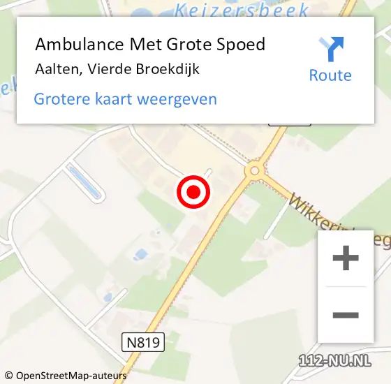 Locatie op kaart van de 112 melding: Ambulance Met Grote Spoed Naar Aalten, Vierde Broekdijk op 21 juli 2014 15:11