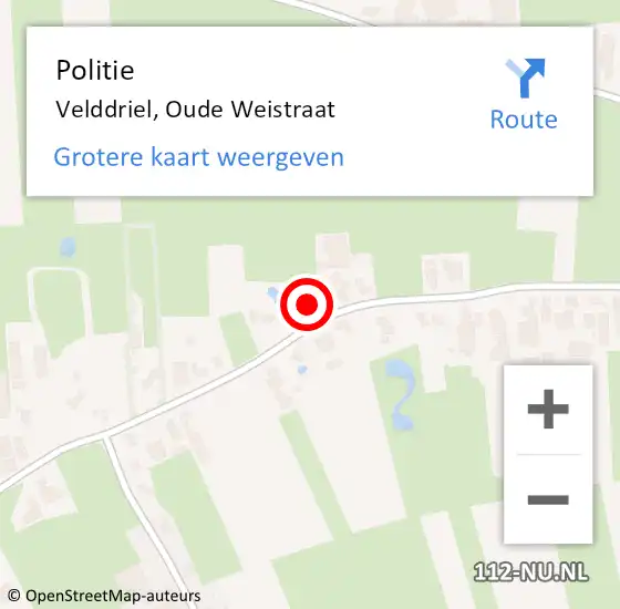 Locatie op kaart van de 112 melding: Politie Velddriel, Oude Weistraat op 27 juni 2022 18:33