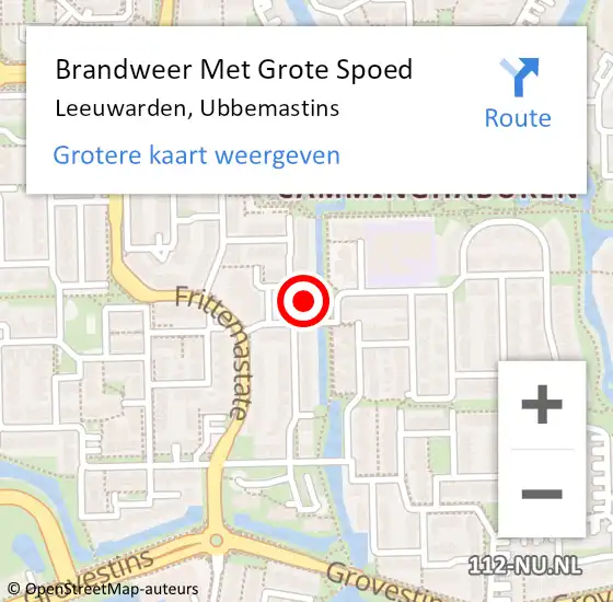 Locatie op kaart van de 112 melding: Brandweer Met Grote Spoed Naar Leeuwarden, Ubbemastins op 27 juni 2022 18:38