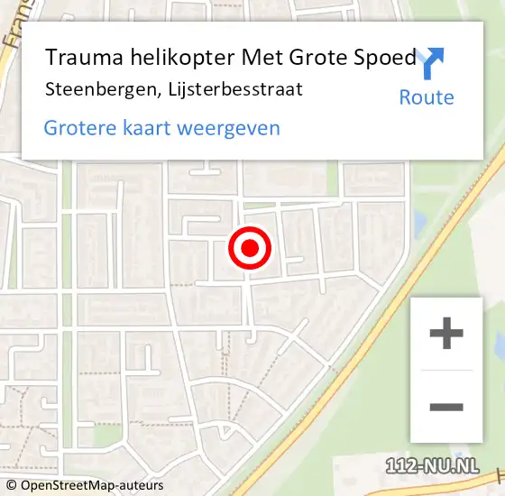 Locatie op kaart van de 112 melding: Trauma helikopter Met Grote Spoed Naar Steenbergen, Lijsterbesstraat op 27 juni 2022 19:10