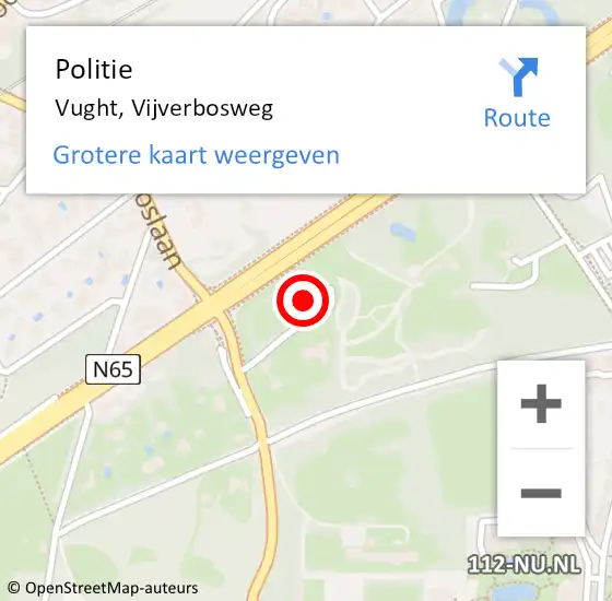 Locatie op kaart van de 112 melding: Politie Vught, Vijverbosweg op 27 juni 2022 19:28