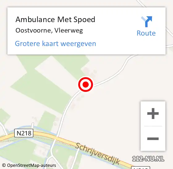 Locatie op kaart van de 112 melding: Ambulance Met Spoed Naar Oostvoorne, Vleerweg op 27 juni 2022 19:51