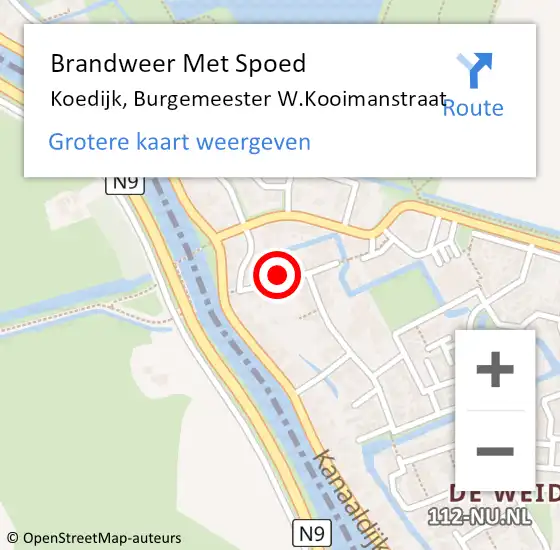 Locatie op kaart van de 112 melding: Brandweer Met Spoed Naar Koedijk, Burgemeester W.Kooimanstraat op 27 juni 2022 19:55