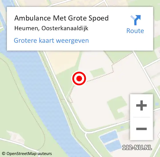 Locatie op kaart van de 112 melding: Ambulance Met Grote Spoed Naar Heumen, Oosterkanaaldijk op 27 juni 2022 20:12