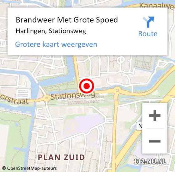 Locatie op kaart van de 112 melding: Brandweer Met Grote Spoed Naar Harlingen, Stationsweg op 27 juni 2022 20:13