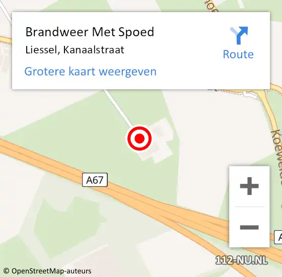 Locatie op kaart van de 112 melding: Brandweer Met Spoed Naar Liessel, Kanaalstraat op 27 juni 2022 20:27