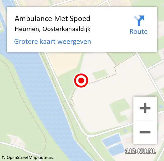 Locatie op kaart van de 112 melding: Ambulance Met Spoed Naar Heumen, Oosterkanaaldijk op 27 juni 2022 20:28