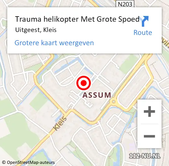 Locatie op kaart van de 112 melding: Trauma helikopter Met Grote Spoed Naar Uitgeest, Kleis op 27 juni 2022 20:31