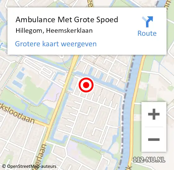 Locatie op kaart van de 112 melding: Ambulance Met Grote Spoed Naar Hillegom, Heemskerklaan op 27 juni 2022 20:40