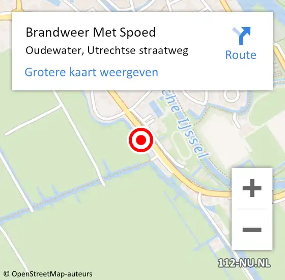 Locatie op kaart van de 112 melding: Brandweer Met Spoed Naar Oudewater, Utrechtse straatweg op 27 juni 2022 21:43