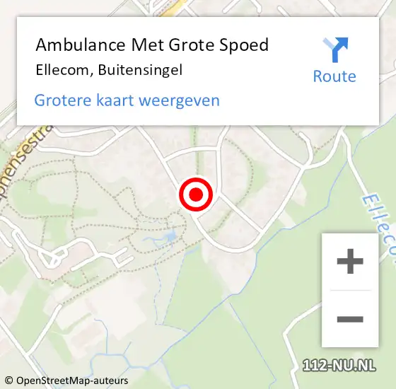 Locatie op kaart van de 112 melding: Ambulance Met Grote Spoed Naar Ellecom, Buitensingel op 27 juni 2022 21:53