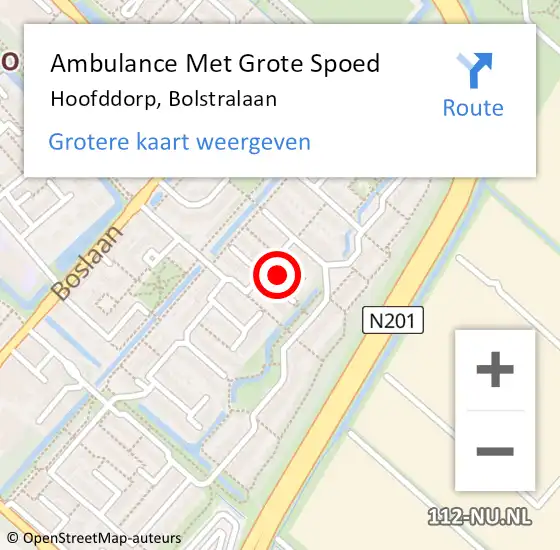 Locatie op kaart van de 112 melding: Ambulance Met Grote Spoed Naar Hoofddorp, Bolstralaan op 27 juni 2022 21:59