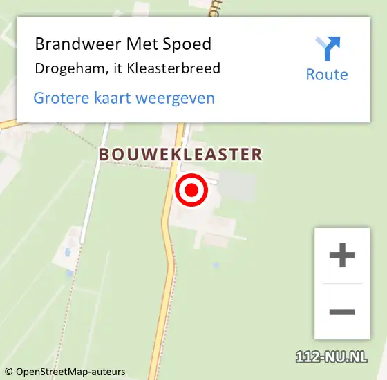 Locatie op kaart van de 112 melding: Brandweer Met Spoed Naar Drogeham, it Kleasterbreed op 27 juni 2022 22:01