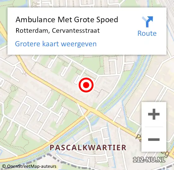 Locatie op kaart van de 112 melding: Ambulance Met Grote Spoed Naar Rotterdam, Cervantesstraat op 27 juni 2022 22:36