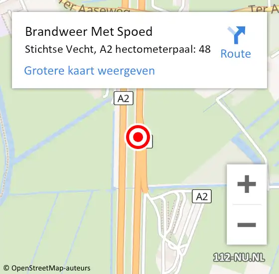 Locatie op kaart van de 112 melding: Brandweer Met Spoed Naar Stichtse Vecht, A2 hectometerpaal: 48 op 27 juni 2022 22:39