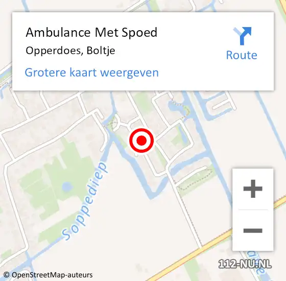 Locatie op kaart van de 112 melding: Ambulance Met Spoed Naar Opperdoes, Boltje op 27 juni 2022 22:55