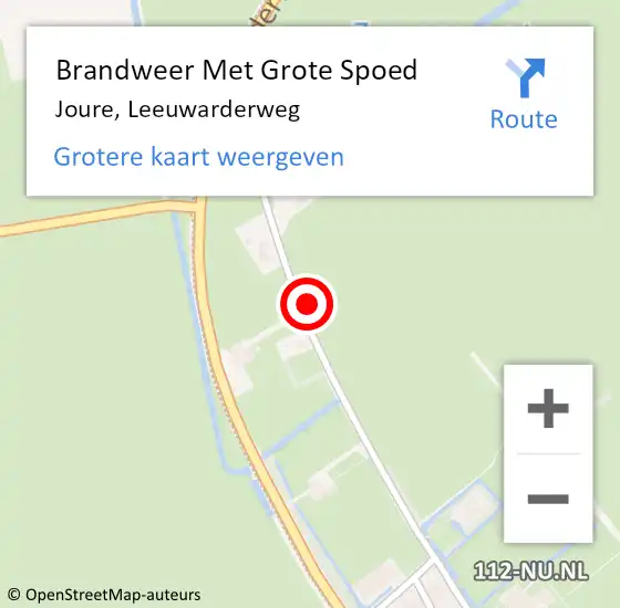 Locatie op kaart van de 112 melding: Brandweer Met Grote Spoed Naar Joure, Leeuwarderweg op 27 juni 2022 23:10