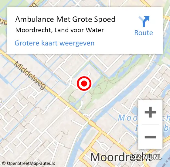 Locatie op kaart van de 112 melding: Ambulance Met Grote Spoed Naar Moordrecht, Land voor Water op 27 juni 2022 23:46