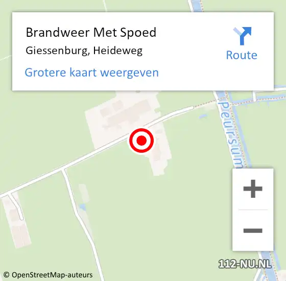 Locatie op kaart van de 112 melding: Brandweer Met Spoed Naar Giessenburg, Heideweg op 28 juni 2022 00:01