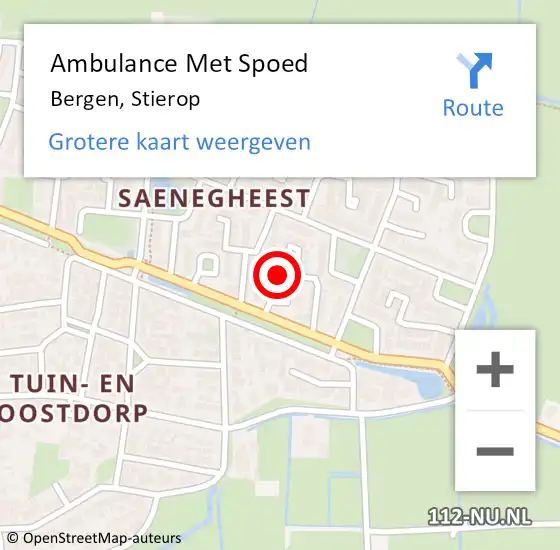 Locatie op kaart van de 112 melding: Ambulance Met Spoed Naar Bergen, Stierop op 28 juni 2022 00:10