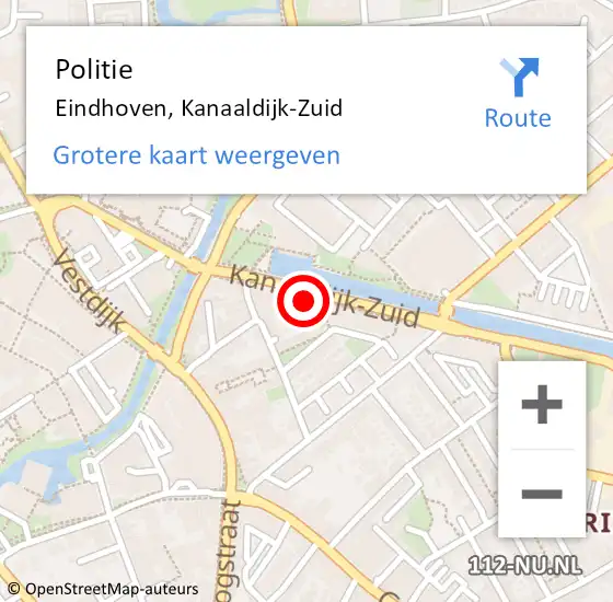 Locatie op kaart van de 112 melding: Politie Eindhoven, Kanaaldijk-Zuid op 28 juni 2022 00:23