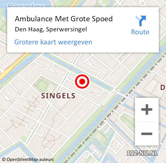 Locatie op kaart van de 112 melding: Ambulance Met Grote Spoed Naar Den Haag, Sperwersingel op 28 juni 2022 00:37