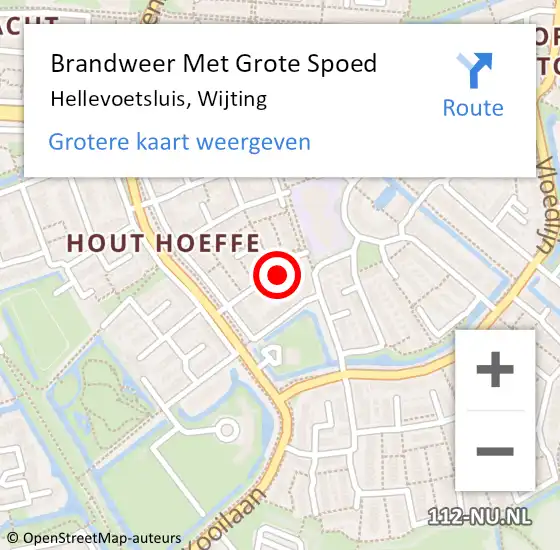 Locatie op kaart van de 112 melding: Brandweer Met Grote Spoed Naar Hellevoetsluis, Wijting op 28 juni 2022 00:47