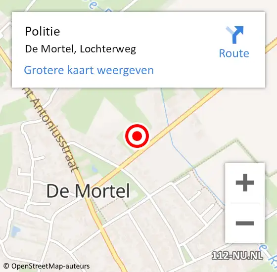 Locatie op kaart van de 112 melding: Politie De Mortel, Lochterweg op 28 juni 2022 00:53