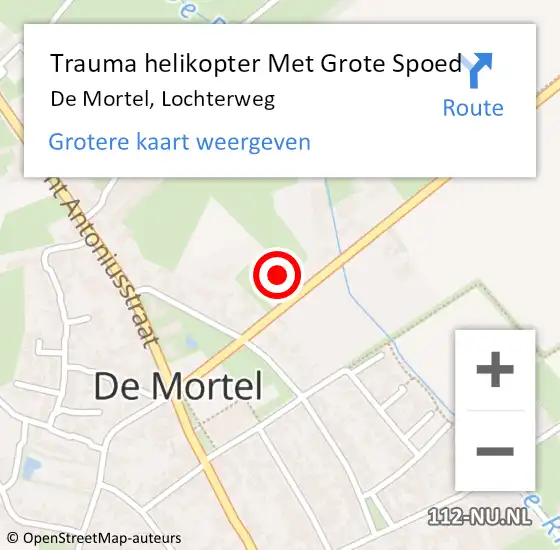 Locatie op kaart van de 112 melding: Trauma helikopter Met Grote Spoed Naar De Mortel, Lochterweg op 28 juni 2022 01:12