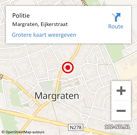 Locatie op kaart van de 112 melding: Politie Margraten, Eijkerstraat op 28 juni 2022 01:16