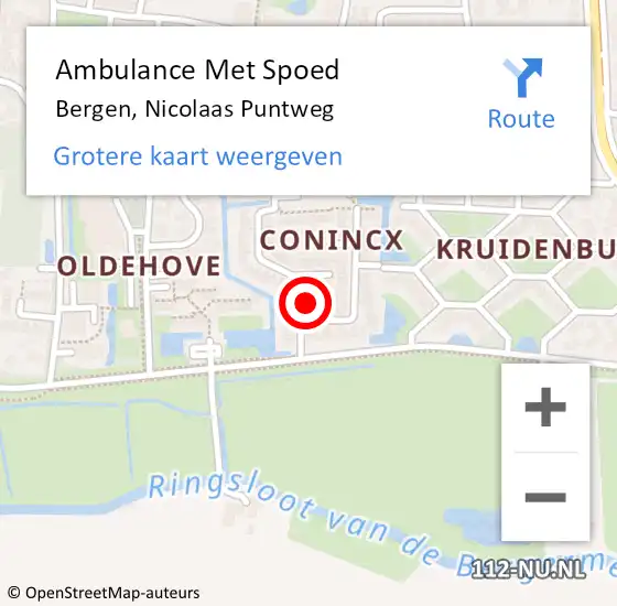 Locatie op kaart van de 112 melding: Ambulance Met Spoed Naar Bergen, Nicolaas Puntweg op 28 juni 2022 02:57