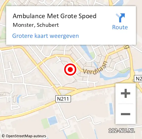Locatie op kaart van de 112 melding: Ambulance Met Grote Spoed Naar Monster, Schubert op 28 juni 2022 05:54