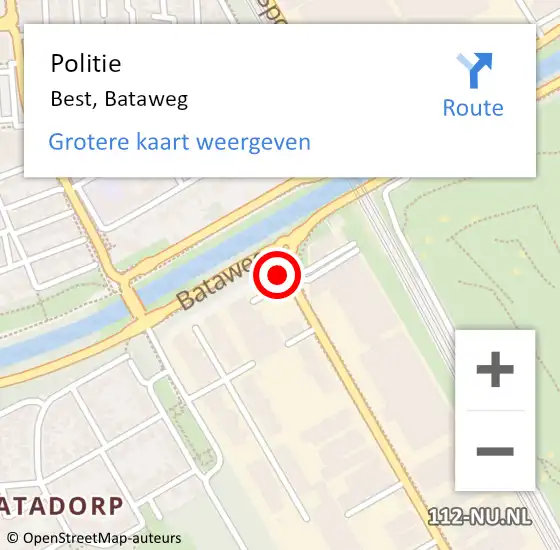 Locatie op kaart van de 112 melding: Politie Best, Bataweg op 28 juni 2022 06:41