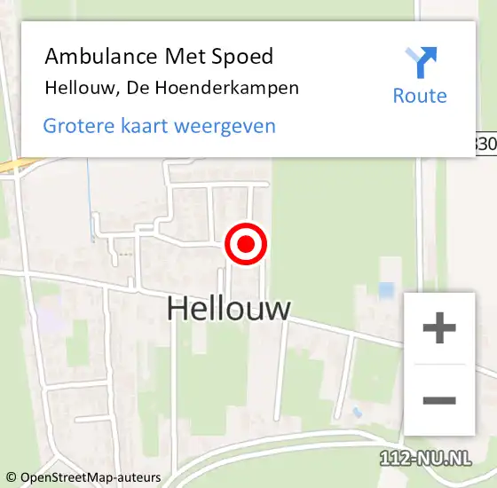 Locatie op kaart van de 112 melding: Ambulance Met Spoed Naar Hellouw, De Hoenderkampen op 9 oktober 2013 07:10