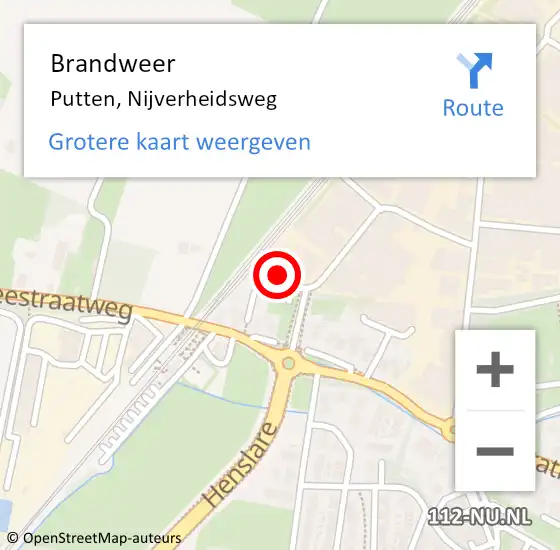 Locatie op kaart van de 112 melding: Brandweer Putten, Nijverheidsweg op 28 juni 2022 07:48