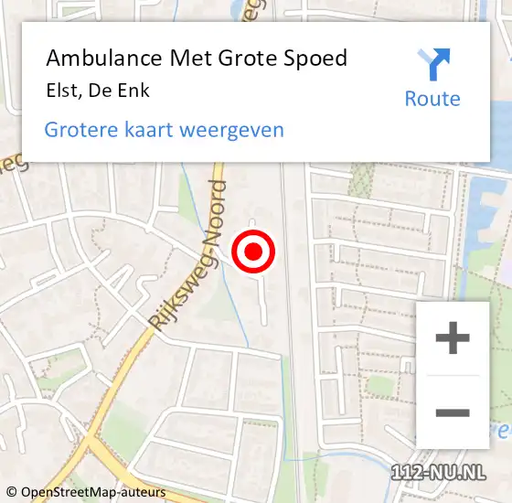 Locatie op kaart van de 112 melding: Ambulance Met Grote Spoed Naar Elst, De Enk op 28 juni 2022 07:51