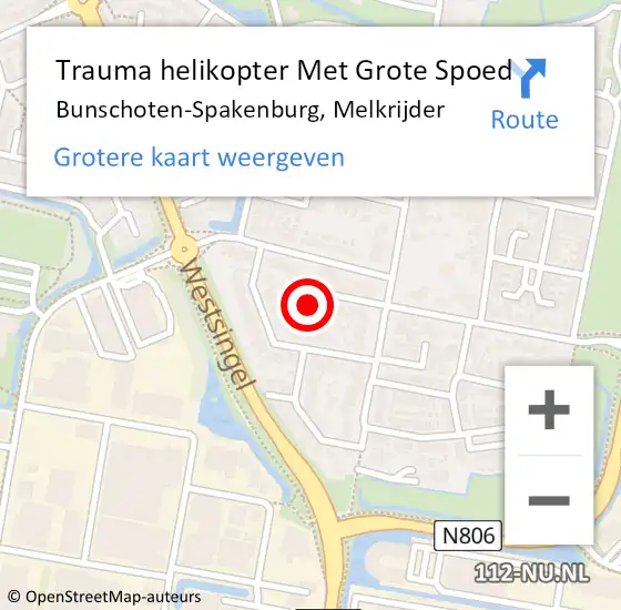 Locatie op kaart van de 112 melding: Trauma helikopter Met Grote Spoed Naar Bunschoten-Spakenburg, Melkrijder op 28 juni 2022 08:07